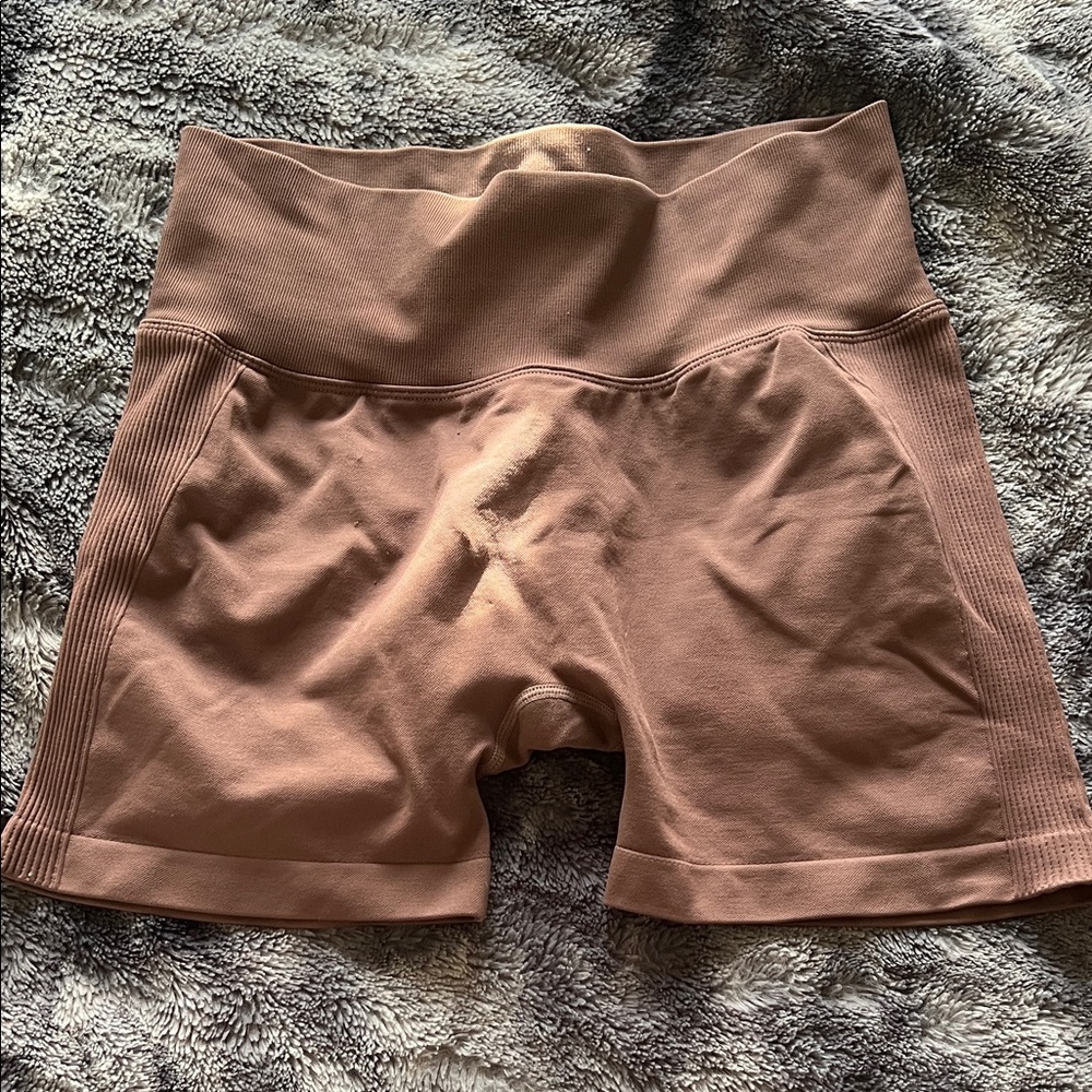 High-Waisted Brown Biker Shorts
